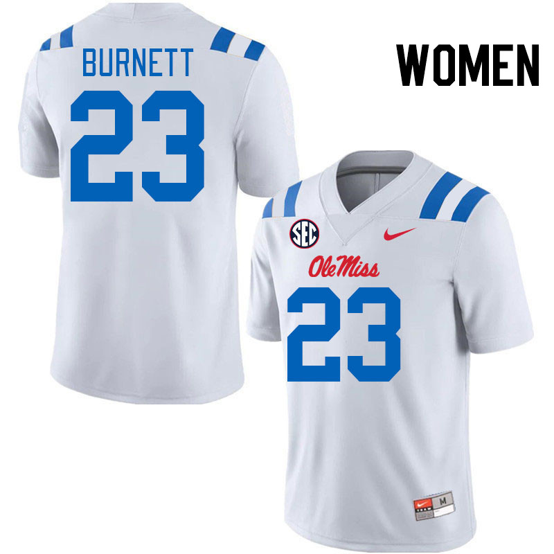 Women #23 Drew Burnett Ole Miss Rebels 2024 New Uniforms College Football Jerseys Stitched-White